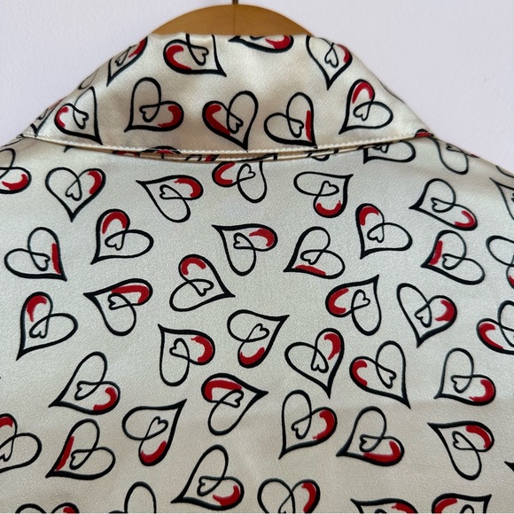 Escada Long Sleeve Heart Patterned Silk Blouse - Picture 7 of 11